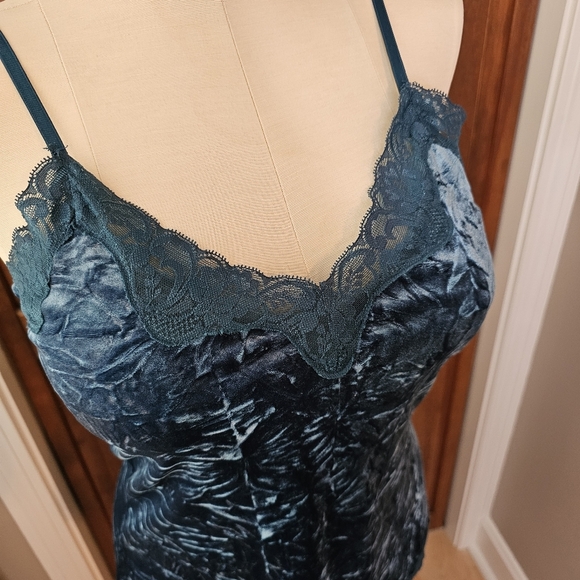 INC International Concepts Teal Velour Lace Cami Tank Top Size L - Picture 3 of 11